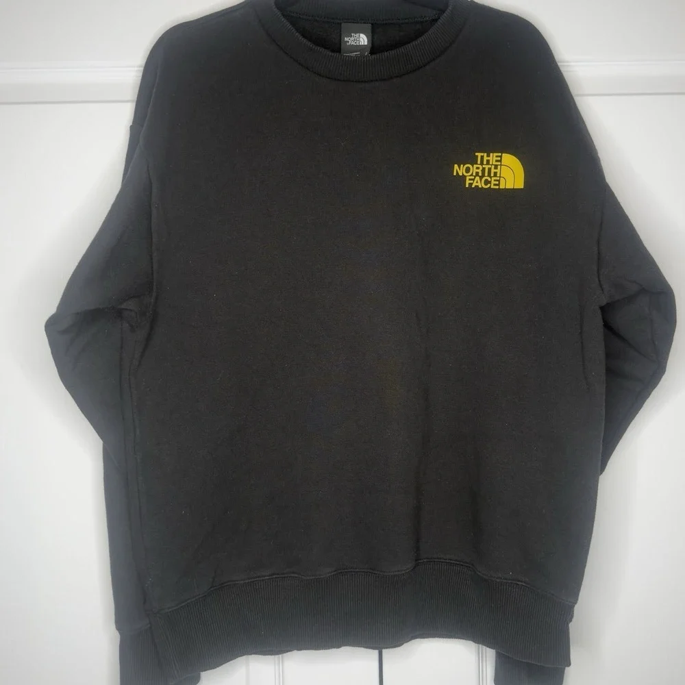 The North Face Sweatshirt Mens Small Black Logo Back Graphic Fleece Pullover